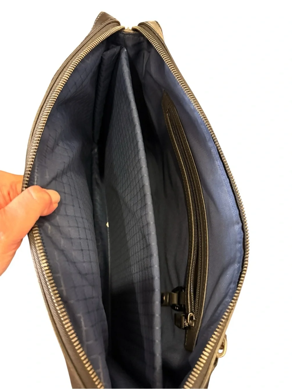 TUMI Ashton Coated Canvas Double Zip Grey Slim Messenger Bag Briefcase